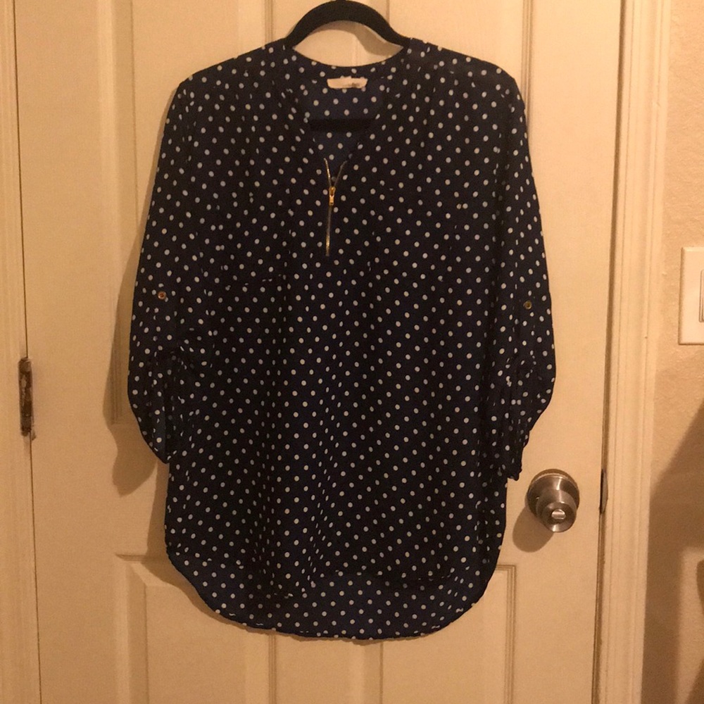 Navy Blue polka dot Blouse